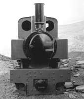 Head on view of 'Joffre' class narrow gauge 0-6-0WT+T 2442 (KS 2442/1915) at Gloddfa Ganol visitor centre, Blaenau Ffestiniog, in October 1982. The locomotive now resides on the Teifi Valley Railway at Henllan. [See image 59043]<br><br>[John Furnevel 11/10/1982]