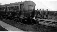 Ex-LNWR railmotor LMS No. 10698, paused (and posed) at Nateby whilst working a passenger service between Knott End and the main line at Garstang & Catterall. Might this have been a <I>Last day of Service</I> photo? Services ceased on and from 31st March 1930 and Nateby closed completely although goods trains continued to pass through. 10698 was renumbered as 29988 in 1933 and became the last of its type in service running through the war until withdrawal in 1948. 