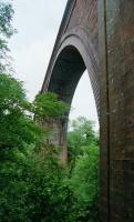 A view of the impressive arch of the Ballochmyle Viaduct. This was taken on the west side looking north in 2002.<br><br>[Ewan Crawford //2002]