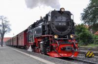 HSB 99 236 with its seven carriages for the 10:25 train from Wernigerode to Brocken on 17 September 2017.  One of the batch of 17 New Steam Engines built in the 1950s for use on the 1000 mm gauge system in the Harz Mountains, it has at times also been numbered 99 0236 9when converted to oil-burning in the 1970s) and 99 7236-5 (when restored to coal-burning in the 1980s).<br><br>[Norman Glen 17/09/2017]