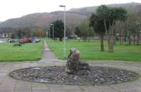 This footpath, running south west alongside the shore at Campbeltown, follows the line of the old light railway. At the sixth lamp post the path swings west and follows the course of the old railway into the little glen where it climbs steeply away from sea level. 22nd October 2017. <br><br>[Mark Bartlett 22/10/2017]