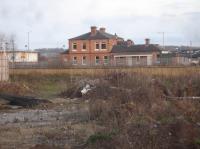 An alternate view, looking east from Finkills Way, of the former Northallerton Town Station, seen across a still undeveloped area of land just off Yafforth Road in December 2017.<br><br>[David Pesterfield 03/12/2017]