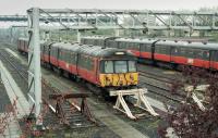 303091 and another 303 stabled at Yoker Depot in 2002.<br>
<br><br>[Bill Roberton //2002]