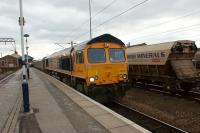 GBRF 66738 passes Doncaster with a northbound biomass train on 12 March 2013<br><br>[John McIntyre 12/03/2013]