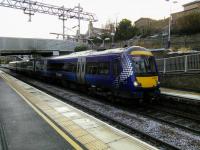 Its 12th December 2017 and some EGML services had just been temporarily put into the hands of seven-car Class 380s. Three out of four were still diesel however, and a Class 170 calls at Polmont with a Glasgow service. At time of writing, 27 February 2018, nothing has changed and there's no firm date for full electric services.<br><br>[David Panton 12/12/2017]