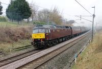 After many years of open storage with West Coast Railways [See image 33916] 47772 has joined the main line fleet and been named <I>Carnforth TMD</I>. It is seen at Barton & Broughton, on the rear of <I>The Pennine Limited</I>, supporting 45699 <I>Galatea</I> on a Carnforth to Sheffield tour on 3rd March 2018. <br><br>[Mark Bartlett 03/03/2018]