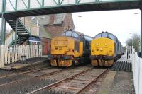 1550hrs at St Bees station was definitely the place to be on a weekday, as this was when the two Class 37 passenger sets met and exchanged single line tokens. This was the scene on 8th March 2018 with 37402 heading for Barrow and 37405 for Carlisle. That same day Northern announced that a Class 68 would after all take up one of the diagrams so this scene will probably become a thing of the past. <br><br>[Mark Bartlett 08/03/2018]