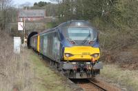 68018 <I>Vigilant</I> brings up the rear of a Barrow to Carlisle passenger service as it pulls away from Corkickle and enters the single bore Whitehaven Tunnel on 13th March 2018, the second day of Class 68 operation on some of these trains. <br><br>[Mark Bartlett 13/03/2018]