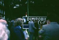 In failing light, unfortunately, the Countess of Sutherland, with John Boyle, is seen unveiling a new station sign at Dunrobin on the 28th of July 1999 to celebrate 125 years of the Far North Line. The 13th of April 2018 will be the 150th anniversary of the opening of the Sutherland Railway - the portion of the Far North Line between Ardgay and Golspie.<br><br>[John Yellowlees 28/07/1999]