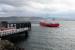 Western Ferries <I>MV Sound of Scarba</I> arrives at McInroys Point near Gourock after another Clyde crossing from Hunters Quay on 31st March 2018. In the background, across the water, the houses of Kilcreggan can be seen. <br><br>[Mark Bartlett 31/03/2018]