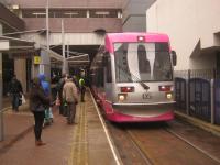 <h4><a href='/locations/B/Birmingham_Snow_Hill'>Birmingham Snow Hill</a></h4><p><small><a href='/companies/B/Birmingham,_Wolverhampton_and_Dudley_Railway_Great_Western_Railway'>Birmingham, Wolverhampton and Dudley Railway (Great Western Railway)</a></small></p><p>Midland Metro tram no. 05 arriving at the then end of the line in Birmingham Snow Hill station, on 18th March 2014. This was in use from the opening of the Metro in 1999 until the first stage of the extension into the city centre to a temporary terminus at Bull Street opened in 2016. The extension diverged north of the station and a replacement stop for Snow Hill was provided but this was soon renamed St. Chad's. 2/16</p><p>18/03/2014<br><small><a href='/contributors/David_Bosher'>David Bosher</a></small></p>