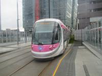<h4><a href='/locations/B/Birmingham_St_Chads_Tram'>Birmingham St Chads [Tram]</a></h4><p><small><a href='/companies/M/Midland_Metro'>Midland Metro</a></small></p><p>Midland Metro (since renamed West Midlands Metro) No.29 with a Birmingham to Wolverhampton service arriving at Snow Hill (since renamed St. Chad's), on 8th December 2016. 14/16</p><p>08/12/2016<br><small><a href='/contributors/David_Bosher'>David Bosher</a></small></p>