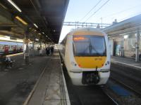 <h4><a href='/locations/U/Upminster'>Upminster</a></h4><p><small><a href='/companies/B/Barking,_Upminster_and_Pitsea_Line_London,_Tilbury_and_Southend_Railway'>Barking, Upminster and Pitsea Line (London, Tilbury and Southend Railway)</a></small></p><p>357011, with a C2C service to Shoeburyness via Basildon, departing from Upminster on 17th January 2019. This station is also the eastern terminus of the District Line whose platforms are on the left with, further left, a single side platform for the Romford branch which became an isolated section of the Overground network in May 2015. 8/20</p><p>17/01/2019<br><small><a href='/contributors/David_Bosher'>David Bosher</a></small></p>
