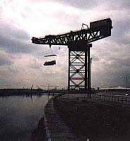 Stobcross Crane with George Wylie's Straw Locomotive. [Thanks for the additional information CRM].<br><br>[Ewan Crawford //1987]