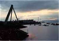 Goliath Crane standing as a tripod following failure to bring down crane completely with explosives.<br><br>[Ewan Crawford //]