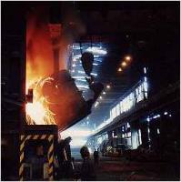 Iron being poured into a BOS vessel at the Ravenscraig Steelworks.<br><br>[Ewan Crawford //]