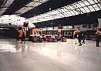Glasgow Queen Street station with class 101 dms and class 37 locomotives viewed from concourse.<br><br>[Ewan Crawford //]