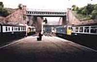 View looking towards the Cowlairs incline at Glasgow Queen Street, class 47 and class 37 locomotives at north end.<br><br>[Ewan Crawford //]