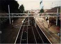 Looking west at Port Glasgow station, Goliath crane in background.<br><br>[Ewan Crawford //]
