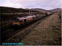 Safeway freight train running south at Dalwhinnie.<br><br>[Ewan Crawford //]