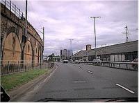 Looking at the site of the former approach lines to Yorkhill Quay, now the Clydeside Expressway. View looks east.<br><br>[Ewan Crawford //]