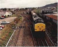 Class 37 hauled freight train reversing into Fort William Junction Yard.<br><br>[Ewan Crawford //]