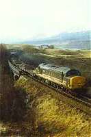 Class 37 hauled freight heading north above Loch Tulla.<br><br>[Ewan Crawford //]