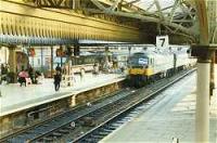 Aberdeen station, looking south. Class 47 train and Intercity 125 in station.<br><br>[Ewan Crawford //]