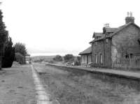 Platform view west at Crossmichael station in February 1970.<br><br>[John Furnevel 08/02/1970]