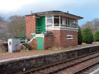 Spean Bridge signal box (disused) survives in good condition. It appears as though someone is using it as a greenhouse.<br><br>[John Gray //]