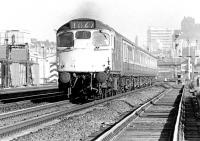 A westbound train passing Haymarket shed in June 1972.<br><br>[John Furnevel 21/06/1972]