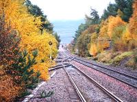 Looking South from the former Station at Tomatin.Findhorn Viaduct in the distance.<br><br>[John Gray 14/10/2004]