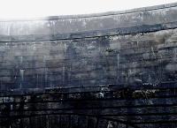 Part of the <i>Caledonian Railway Dawsholm Passenger Station</i> sign painted on the Maryhill aqueduct. To the top left <i>PASS</i> can be seen and to the top right <i>ST</i>.<br><br>[Ewan Crawford 12/02/2005]