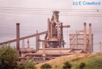 Looking north at a blast furnace in the former ironworks of the Llanwern Steelworks.<br><br>[Ewan Crawford //]