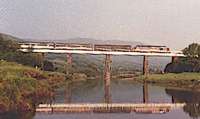 Northbound sleeper crosses the viaduct over the River Fillan.<br><br>[Ewan Crawford //]