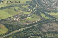 Aerial view of Ferniegair, Haughhead Junction, Ross Junction and Ross Yard. View looks west. The new works for the new Larkhall Branch can be seen.<br><br>[Ewan Crawford 1/7/2004]