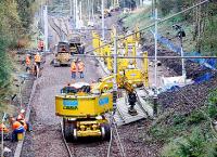 View looking east at Haughhead Junction as the new track is laid in.<br><br>[Ewan Crawford 17/10/2004]