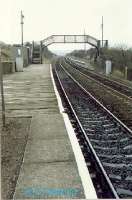 Cardenden stations staggered platforms. At the time this was the terminus of the service from Edinburgh until the Fife Circle service began.<br><br>[Ewan Crawford //]