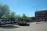 Partick Interchange. Bus station in the foreground and railway station beyond.<br><br>[Ewan Crawford 05/05/2006]