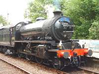 K1 No.62005 brings The Jacobite into Glenfinnan. 03/08/06.<br><br>[John Gray 03/08/2006]