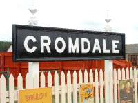 Cromdale station nameboard. This station has been well restored by its owner and is one of the highlights of the Speyside Way. A five star attraction. You must seek the owners permission before looking round. 03/08/06.<br><br>[John Gray 03/08/2006]