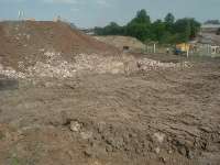 Looking South towards Johnstone town centre, this shows part of the subway and the entrance/exit that led to the station. Now demolished and flattened, the site and the Mills and factory that surrounded forms part of development for a supermarket.<br><br>[Graham Morgan 18/07/2006]