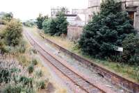 Remains at Easter Road station looking southeast in October 1997. The newish looking sign on the northbound platform reads Easter Road Junction.<br><br>[John Furnevel 15/10/1997]