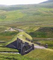 Looking south over the Elvan Water to the Lowther Hills in August 2006 along the trackbed of the Leadhills and Wanlockhead branch.<br><br>[John Furnevel 04/08/2006]