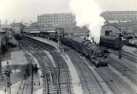 Maryhill Central (C.R.). 42208 leaving station with Possil-Coatbridge train in 1958.<br><br>[G H Robin collection by courtesy of the Mitchell Library, Glasgow 13/05/1958]