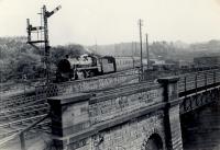 Maryhill Central (C.R.). 4MT 2.6.0 76100 approaching from Kirklee with Rutherglen - Possil train.<br><br>[G H Robin collection by courtesy of the Mitchell Library, Glasgow 13/05/1958]