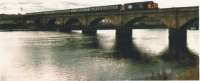 Thurso train crossing Ness Viaduct in 1988. Early 1989 this bridge was washed away.<br><br>[Brian Forbes /09/1988]