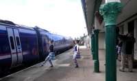 Celebrations at Plockton station on 26 April 2013 in connection with the adoption of the station by pupils of nearby Plockton High School - see adjacent news item.<br><br>[John Yellowlees 26/04/2013]