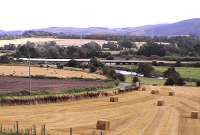 The long Strathearn viaduct was going through extensive repairs. The covering was to avoid contamination from the harvest ruining the paintwork. Did you know that trains cannot pass on this bridge at the moment.<br><br>[Brian Forbes 28/08/2006]