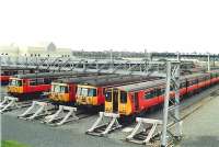 Taken soon after this new EMU facility opened on the grounds of Scotstoun/Yoker Yard in 1987.<br><br>[Brian Forbes //1987]